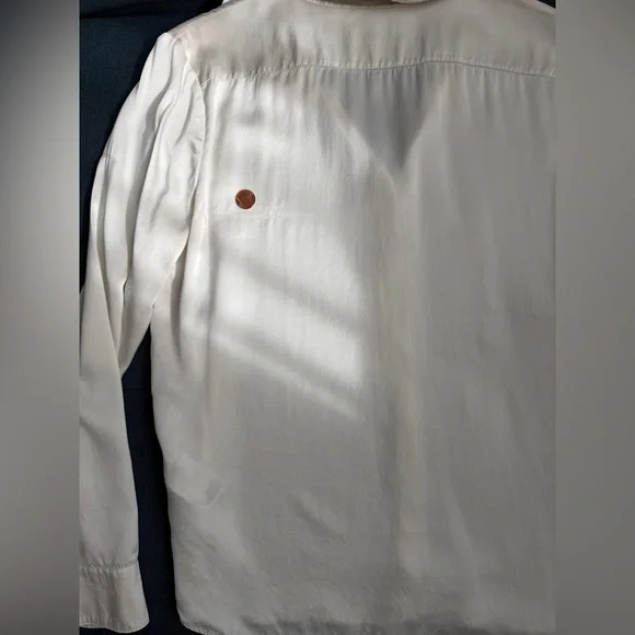 Banana Republic The Perfect Silk Shirt 100% Silk Cream Size S - Picture 9 of 14